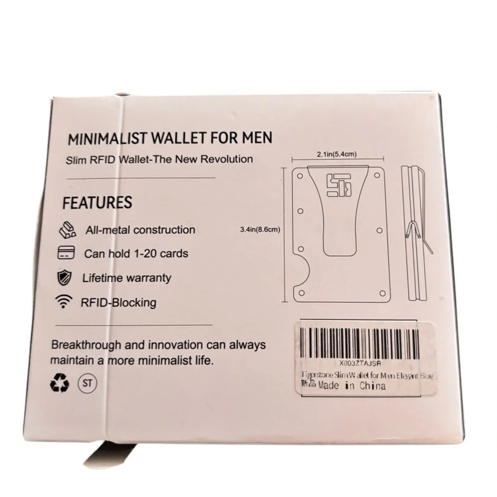 TIGERSTONE Minimalist Slim Metal Wallet Men RFID Blocking Holds 20 Cards Blue